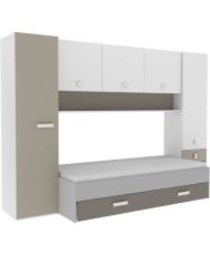 Cama nido infantil con múltiples espacios de almacenamiento - blanco/arcilla - 90 x 200 cm - TIDY