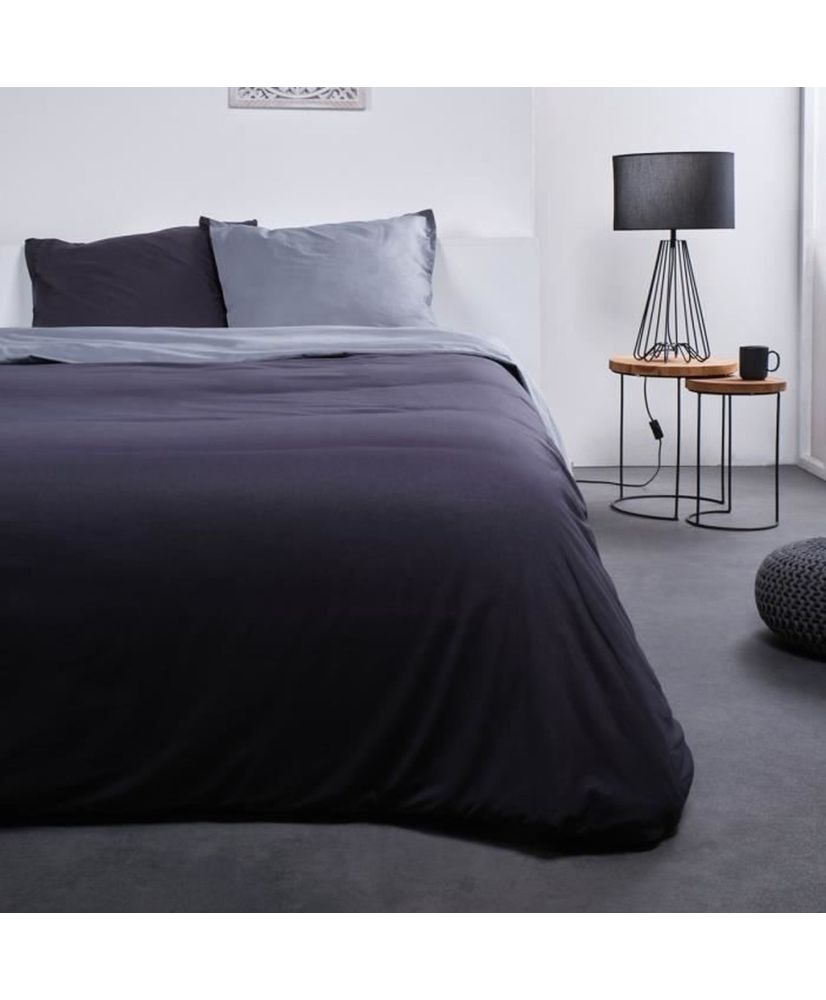 Noa Bettwäsche-Set – Baumwolle – 200 x 200 cm – zweifarbiges Grau