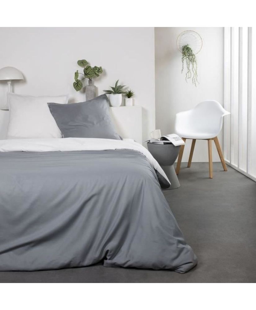 Baumwollbettwäscheset 240 x 260 cm – Zweifarbiges Grau und Weiß Camille Baumwollbettwäscheset 240 x 260 cm – Zweifarbiges Grau und Weiß Camille