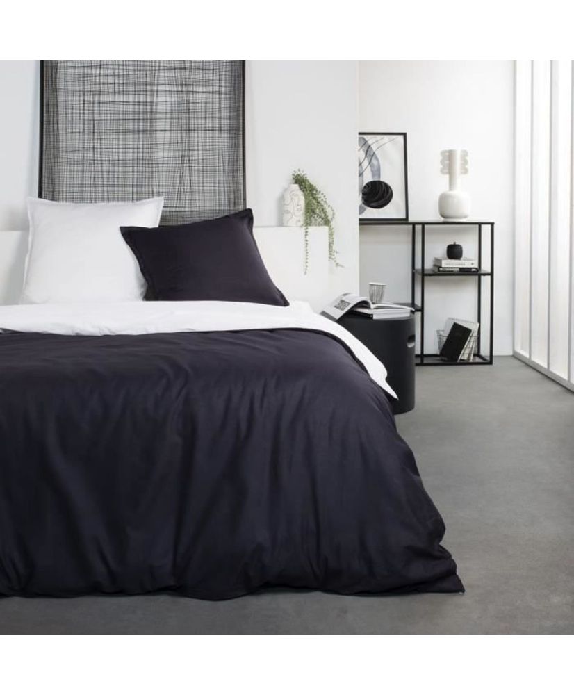 Cotton bedding set 240 x 260 cm - Two-tone Gray and White Yaël Cotton bedding set 240 x 260 cm - Two-tone Gray and White Yaël