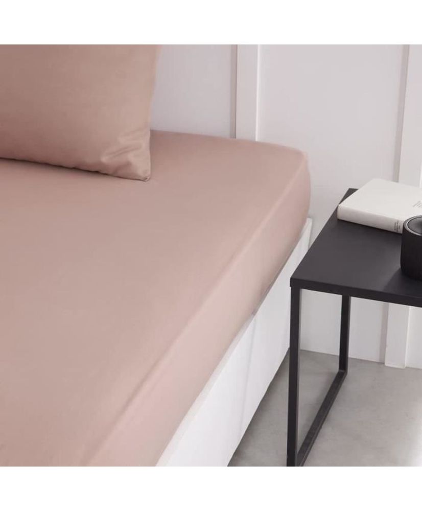 Drap housse - 90 x 190 cm uni - Rose des sables Drap housse - 90 x 190 cm uni - Rose des sables