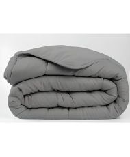 Bettdecke 220 x 240 cm Bi-Material: Flanell und Polyester – Grau