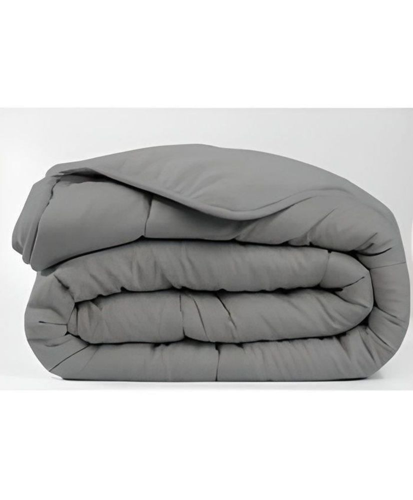 Bettdecke 220 x 240 cm Bi-Material: Flanell und Polyester – Grau Bettdecke 220 x 240 cm Bi-Material: Flanell und Polyester – Grau