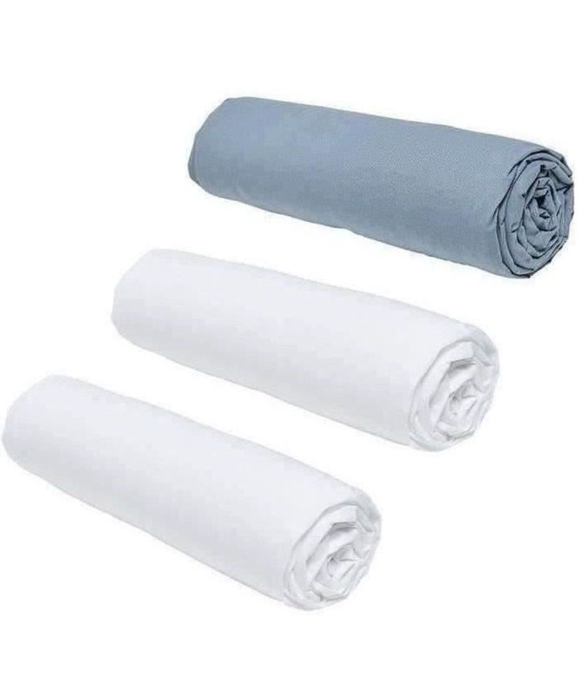 3 fitted sheets - 160 x 200 cm - Chalk/Denim 3 fitted sheets - 160 x 200 cm - Chalk/Denim