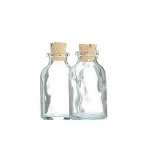 2 mini botellas de vidrio 6 cm con corcho 2 mini botellas de vidrio 6 cm con corcho
