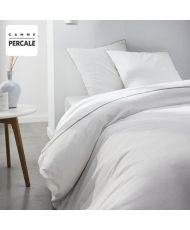 Bed set - 220 x 240 cm - 100% Percale Lace finish - Chalk