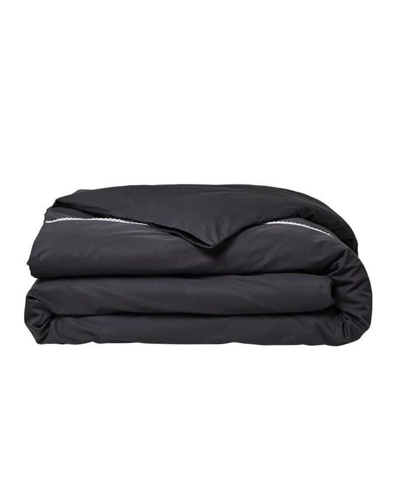 Bed set - 220 x 240 cm - 100% Percale Lace finish - Charcoal Bed set - 220 x 240 cm - 100% Percale Lace finish - Charcoal