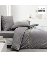 Bettset – 240 x 260 cm – 100 % Perkal-Makramee-Finish – Stahl
