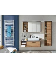  Komplettes Badezimmer: Kleiderschrank + Säule + Unterschrank mit Waschbecken + Spiegel – 186 x 53 x 198 cm