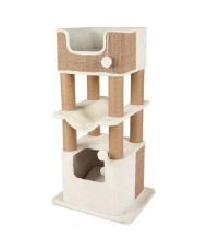 Arbre à chat LUCANO - 110 cm - Blanc/Taupe