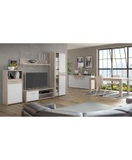 Ensemble meuble télé - buffet - table à manger - Blanc et chêne