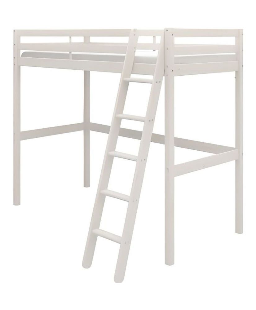 Lit mezzanine enfant - ERIKA - Pin massif blanchi - Sommier inclus - 90 x 190 cm Lit mezzanine enfant - ERIKA - Pin massif blanchi - Sommier inclus - 90 x 190 cm