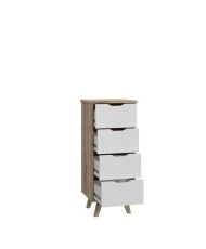 4 drawer chest of drawers - In particle board - oak and white - 45 x 42 x 108 cm