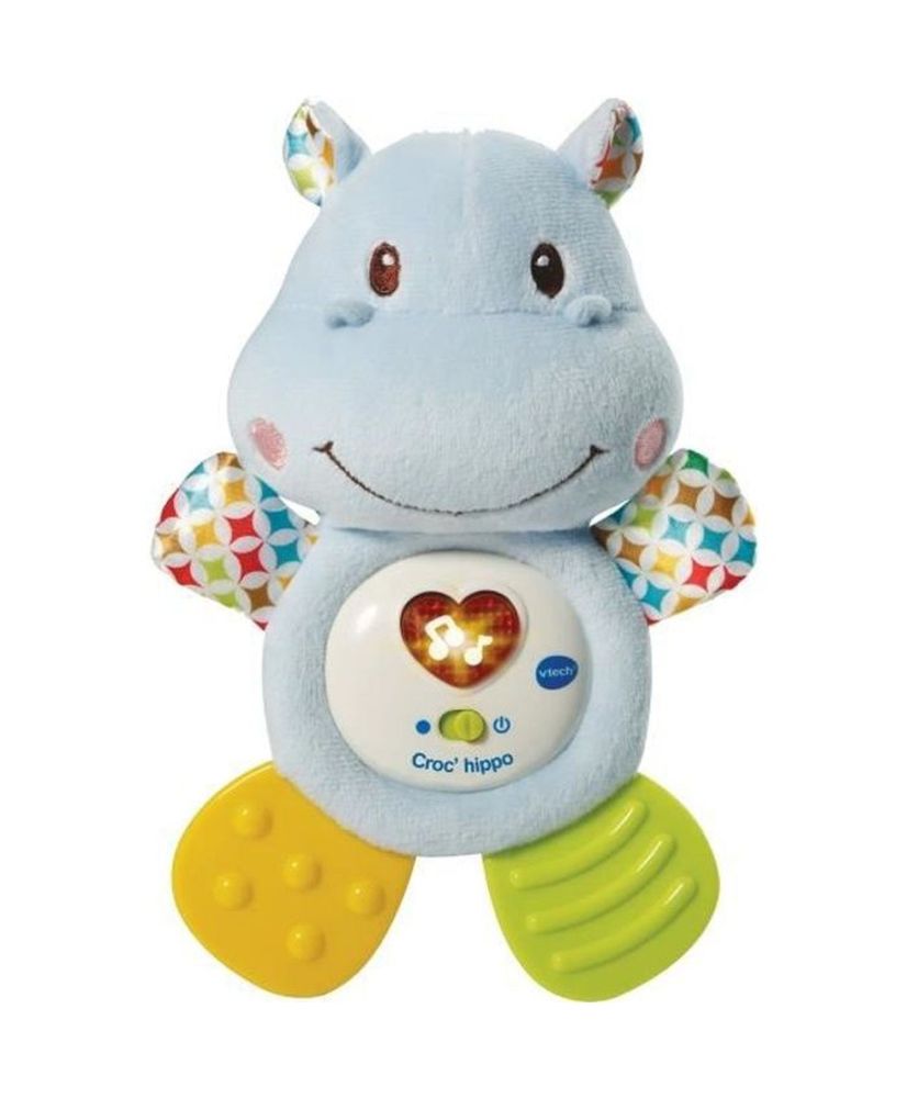 Croc'Hippo Rattle - Blue Textured Plush Croc'Hippo Rattle - Blue Textured Plush
