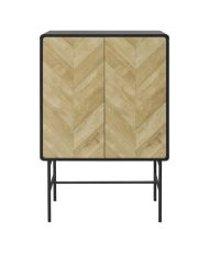 Bahut haut 2 portes - MDF et pieds métal noir - 80 x 40 x 122 - BROOKLYN