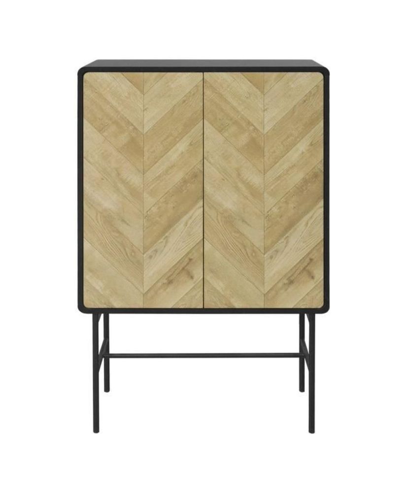 Hohes Sideboard mit 2 Türen – MDF und schwarze Metallbeine – 80 x 40 x 122 – BROOKLYN Hohes Sideboard mit 2 Türen – MDF und schwarze Metallbeine – 80 x 40 x 122 – BROOKLYN