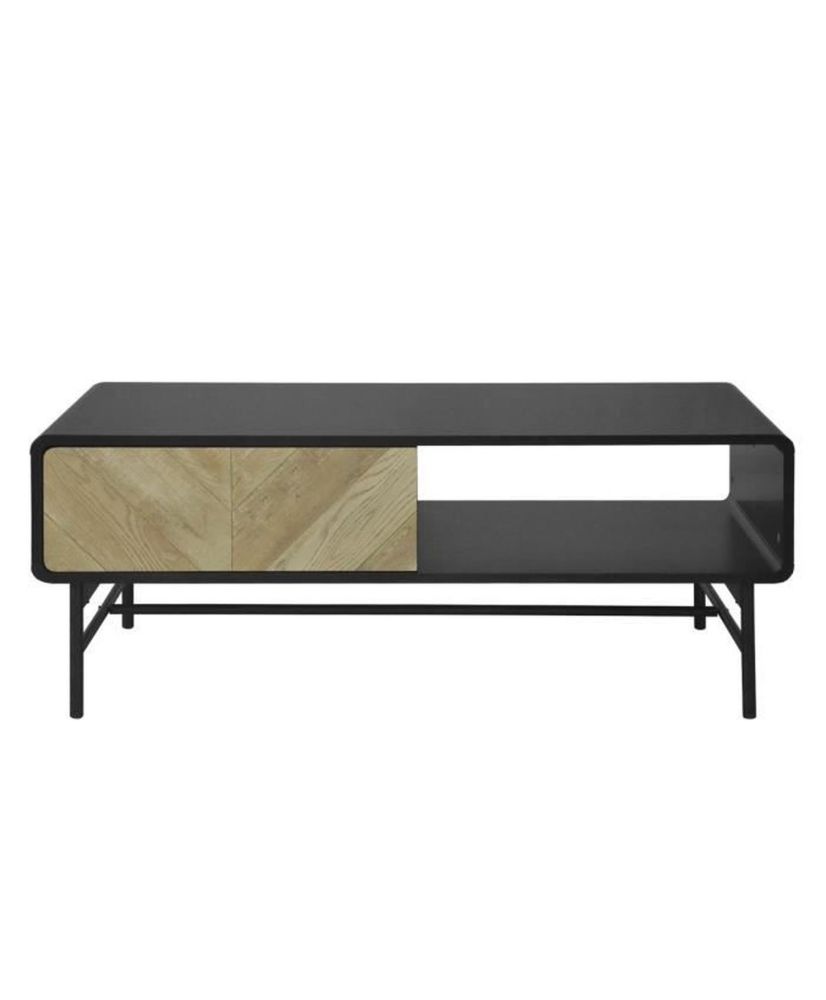 Coffee table with 1 drawer - Wood and black metal - 110 x 60 x 42 - BROOKLYN Coffee table with 1 drawer - Wood and black metal - 110 x 60 x 42 - BROOKLYN