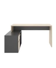 Wende-Eckschreibtisch 1 Schublade + 1 Tür – Eiche und Grau – 139 x 92 x 75 cm