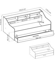  DRAG Children's bed - 90 x 190 cm - 1 drawer