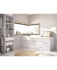 LEKA Pull-out children's bed - 2 x 90 x 190 - 3 drawers - White melamine