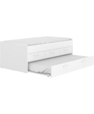 LEKA Letto per bambini estraibile - 2 x 90 x 190 - 3 cassetti - Melaminico bianco