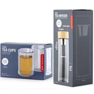 Infuseur et 2 tasses à thé en verre avec double paroi