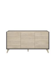 Ensemble meuble TV table basse buffet KOLN- Mélaminé - Style scandinave - chêne naturel et graphite