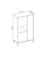 Sala da pranzo completa NESS - Credenza, Vetrina e Tavolo - Legno e melaminico bianco