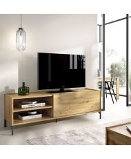 Wohnzimmerset TV-Gerät 155 cm + 3-türiges Sideboard 155 cm + Anhebbarer Couchtisch - Melamin - Artisan-Eiche - Ness