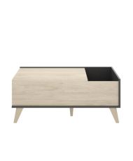 Ensemble salon NESS : Meuble TV + Table basse relevable - Mélaminé - chêne et anthracite