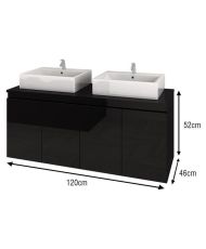 Doppelwaschbecken-Badezimmerset 120 cm - Schwarz lackiert