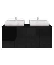 Doppelwaschbecken-Badezimmerset 120 cm - Schwarz lackiert