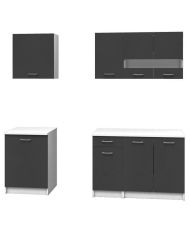 Cuisine Complete avec plan de travai240 cm - 6 éléments - Gris mat