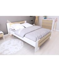 MAO Komplettes Schlafzimmer für Erwachsene – Mattweiß und Sonoma-Eiche – 140 x 190 cm