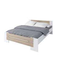 MAO Komplettes Schlafzimmer für Erwachsene – Mattweiß und Sonoma-Eiche – 140 x 190 cm
