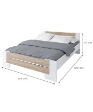 MAO Komplettes Schlafzimmer für Erwachsene – Mattweiß und Sonoma-Eiche – 140 x 190 cm