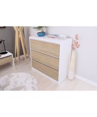 MAO Komplettes Schlafzimmer für Erwachsene – Mattweiß und Sonoma-Eiche – 140 x 190 cm