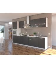 Cuisine complete avec colonne four et plan de travail inclus 300 cm - 8 éléments - Gris mat