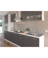 Complete kitchen with oven column and worktop included 300 cm - 8 elements - Matt gray