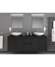 Conjunto de baño con lavabo doble 150 cm - Gris mate