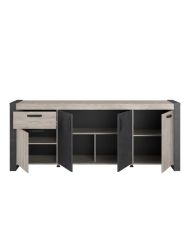 CESAR Sideboard – Graubeige und schwarze Eiche – 217,8 x 49,8 x 86,7 cm – PARISOT