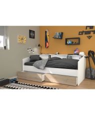 Dormeuse con 2 cassetti 90 x 200/190 cm - Rovere opaco e bianco