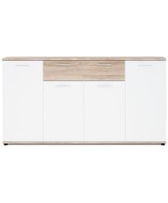 Buffet bas classique blanc et chêne mat - 160 cm