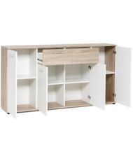 Klassisches niedriges Sideboard aus weißer und mattierter Eiche – 160 cm