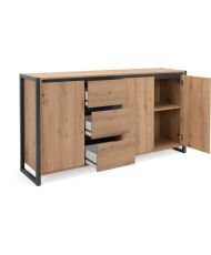 Sideboard mit 3 Türen und 3 Schubladen – Artisan-Eiche / Anthrazit – 160 x 40 x 88 cm