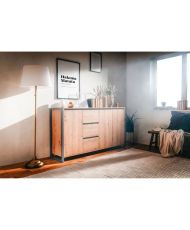 Sideboard mit 3 Türen und 3 Schubladen – Artisan-Eiche / Anthrazit – 160 x 40 x 88 cm