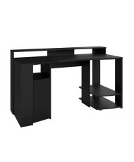 Set aus Gaming-Schreibtisch und Bücherregal – Schwarz