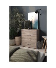 Commode 4 tiroirs - chêne Truffe - 80 x 40 x 68,5 cm 