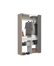 Cupboard layout with curtain - oak and white - 1 wardrobe + 2 drawers
