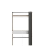 Cupboard layout with curtain - oak and white - 1 wardrobe + 2 drawers